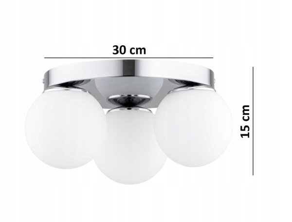 Deckenleuchte 3-flammig Metall Glas Silber E27 B:30 cm