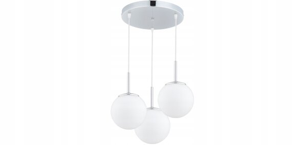 Pendelleuchte 3-flammig Glas Metall Silber E27 B:30 cm
