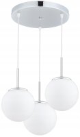 Pendelleuchte 3-flammig Glas Metall Silber E27 B:30 cm