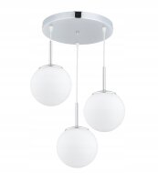 Pendelleuchte 3-flammig Glas Metall Silber E27 B:30 cm