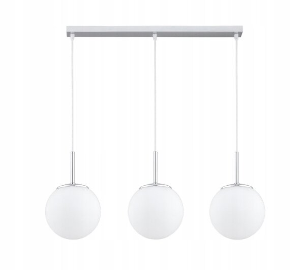 Pendelleuchte Metall Glas Silber 3-flammig E27 L:60 cm