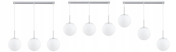 Pendelleuchte Metall Glas Silber 3-flammig E27 L:60 cm