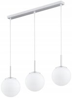 Pendelleuchte Metall Glas Silber 3-flammig E27 L:60 cm