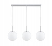 Pendelleuchte Metall Glas Silber 3-flammig E27 L:60 cm