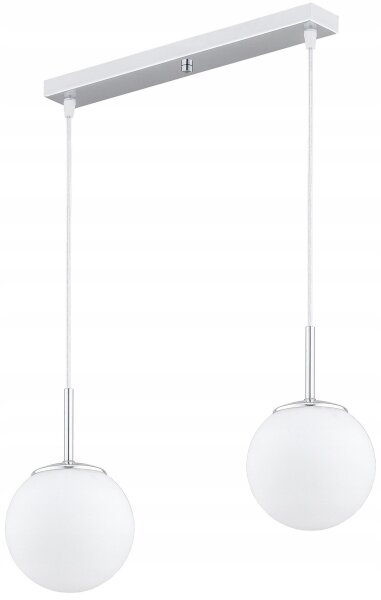 Pendelleuchte Glas Metall Silber 2-flammig E27 L:40 cm
