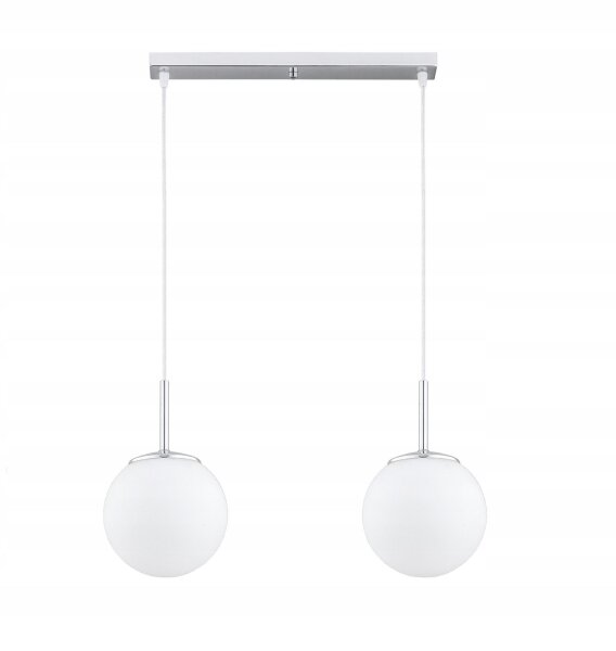 Pendelleuchte Glas Metall Silber 2-flammig E27 L:40 cm