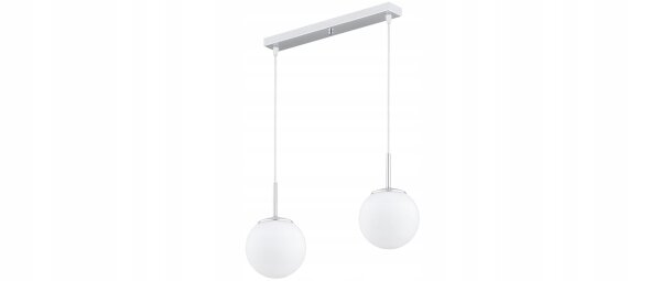 Pendelleuchte Glas Metall Silber 2-flammig E27 L:40 cm