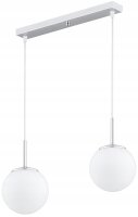 Pendelleuchte Glas Metall Silber 2-flammig E27 L:40 cm