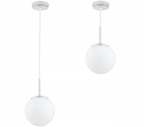 Pendelleuchte Glas Metall Silber E27 B:14 cm Modern
