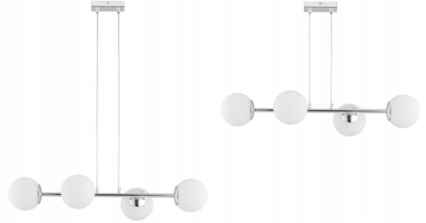 Pendelleuchte 4-flammig Glas Silber E27 L:75 cm Modern
