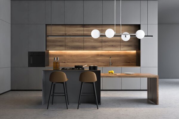Pendelleuchte 4-flammig Glas Silber E27 L:75 cm Modern