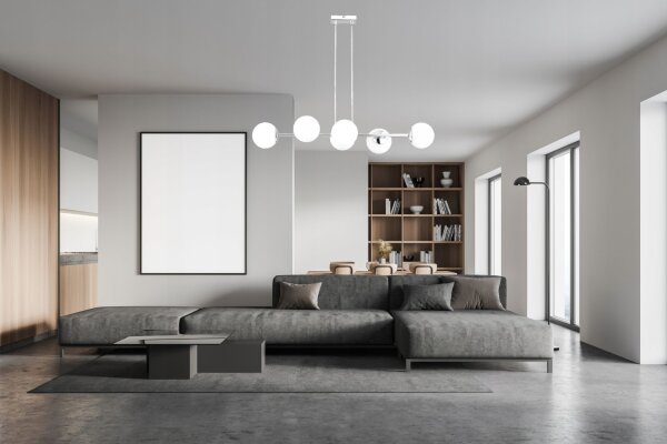 Hängelampe 6-flammig Glas Silber E27 L:90 cm Modern