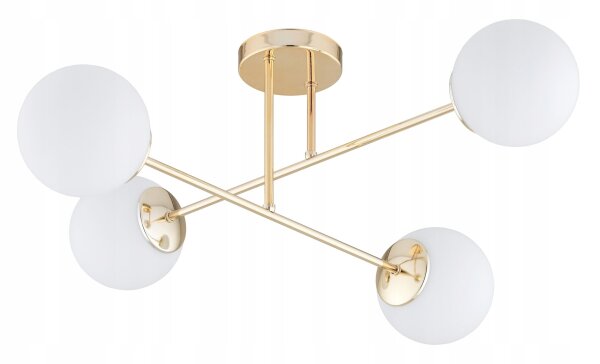 Deckenleuchte Glas Metall Gold 4-flammig E27 L:70 cm