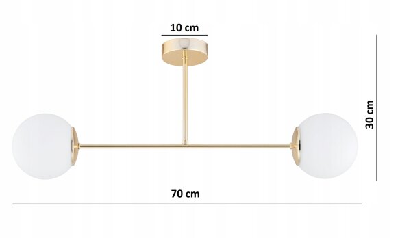 Deckenleuchte 2-flammig Glas Gold E27 70 cm Modern