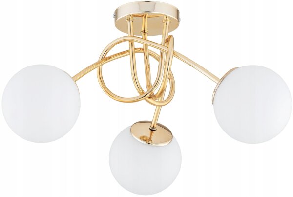 Deckenleuchte Glas Metall Gold 3-flammig E27 B:50 cm