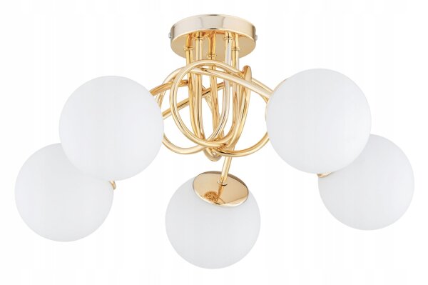 Deckenleuchte 5-flammig Gold Glas E27 B:50 cm Modern