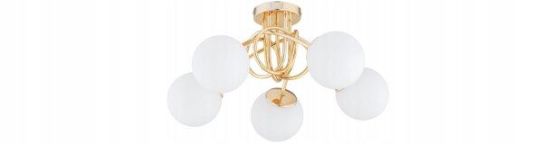 Deckenleuchte 5-flammig Gold Glas E27 B:50 cm Modern