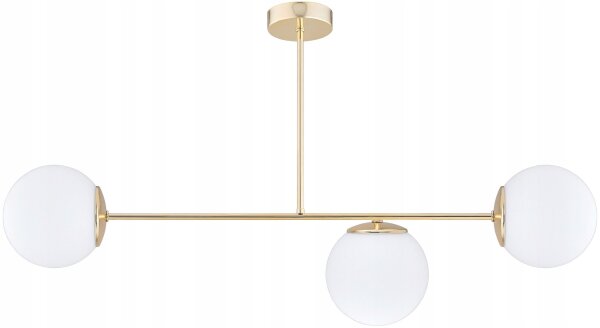 Deckenleuchte 3-flammig Glas Gold E27 L:80 cm blendarm