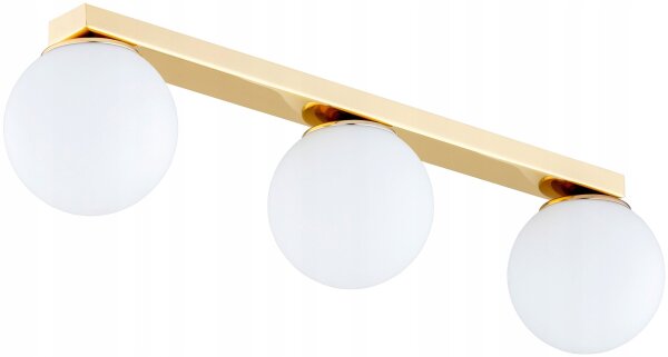 Deckenleuchte 3-flammig Glas Weiß Gold E27 L:60 cm