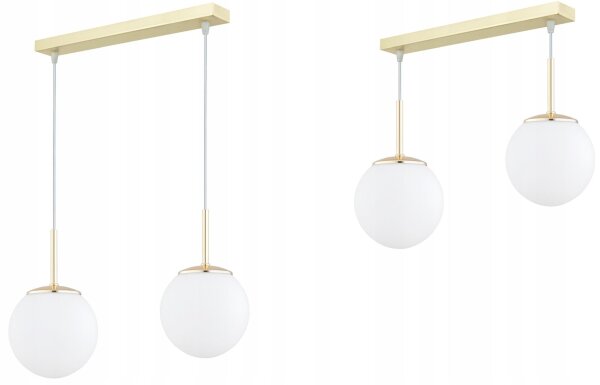 Pendelleuchte Glas Gold 2-flammig E27 L:40 cm blendarm