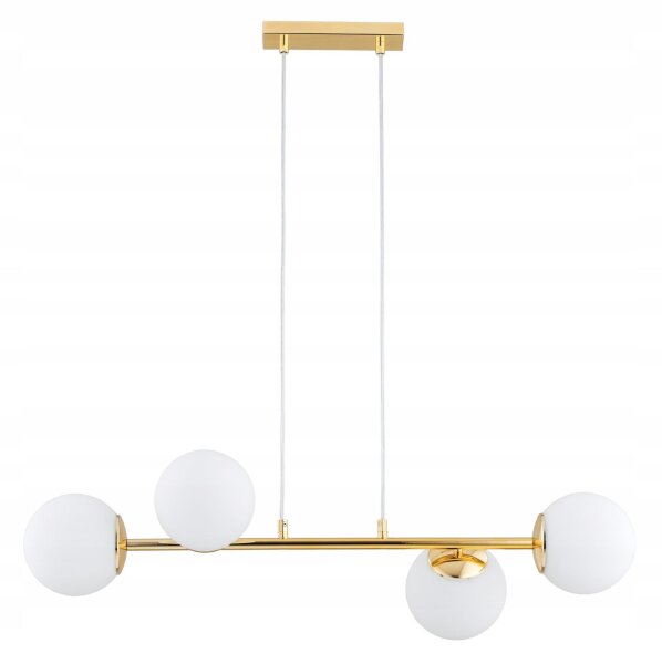 Pendelleuchte Glas Metall Gold 4-flammig E27 L:75 cm