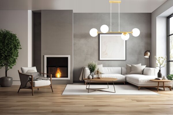 Pendelleuchte Glas Metall Gold 4-flammig E27 L:75 cm