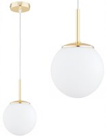 Pendelleuchte Metall Glas Wei&szlig; Gold E27 B:14 cm Modern