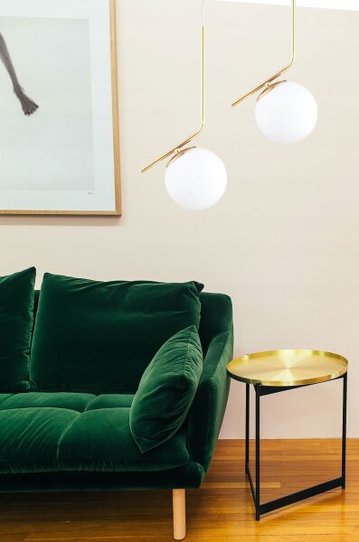 Pendelleuchte Glas Weiß Gold edel E27 L:14 cm blendarm