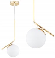 Pendelleuchte Glas Wei&szlig; Gold edel E27 L:14 cm blendarm