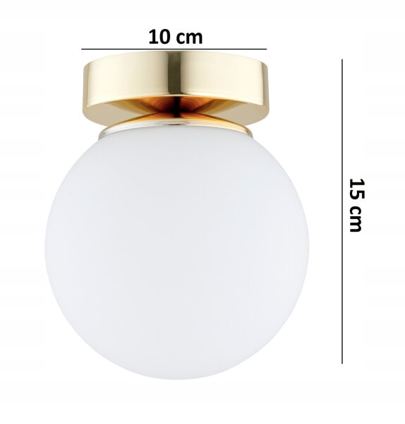 Wandleuchte Glas Weiß Gold E27 H:15 cm Modern edel