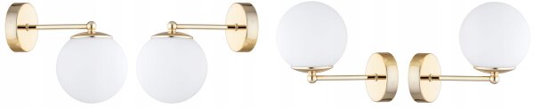 Wandlampe mit Arm Glas Metall Weiß Gold E27 B:22 cm