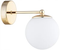 Wandlampe mit Arm Glas Metall Wei&szlig; Gold E27 B:22 cm