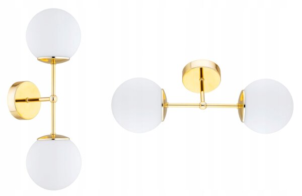 Wandleuchte Glas Gold Up Down 2-flammig E27 H:40 cm