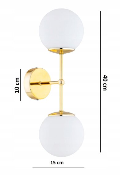 Wandleuchte Glas Gold Up Down 2-flammig E27 H:40 cm