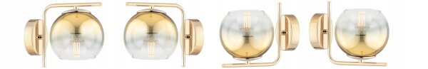 Wandlampe mit Arm Glas Metall Gold E27 B:22 cm Modern