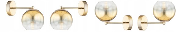 Wandleuchte Glas Metall Gold E27 B:22 cm wohnlich