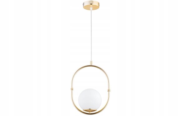 Pendelleuchte Gold Weiß Metall Glas E27 B:14 cm Modern