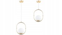 Pendelleuchte Gold Weiß Metall Glas E27 B:14 cm Modern