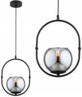Pendelleuchte Rauchglas Schwarz E27 B:14 cm Modern