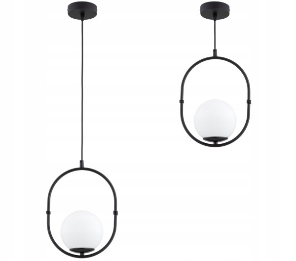 Hängelampe Glas Metall Schwarz E27 B:14 cm blendarm
