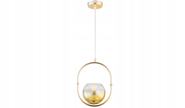 Pendelleuchte Glas Metall Gold E27 B:14 cm Modern edel
