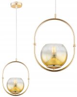 Pendelleuchte Glas Metall Gold E27 B:14 cm Modern edel