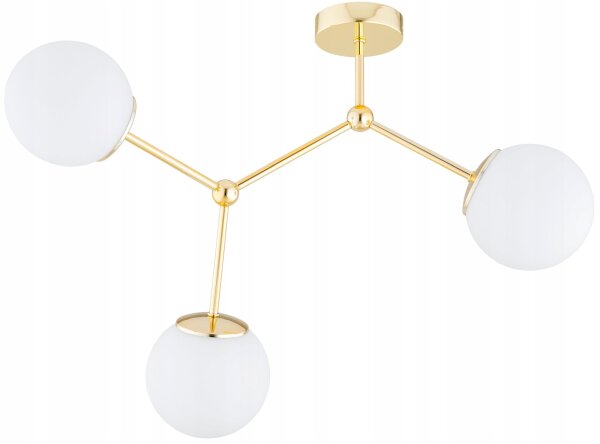 Deckenleuchte 3-flammig Glas Gold E27 60 cm Modern