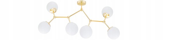 Deckenleuchte 6-flammig Glas Gold E27 80 cm Modern
