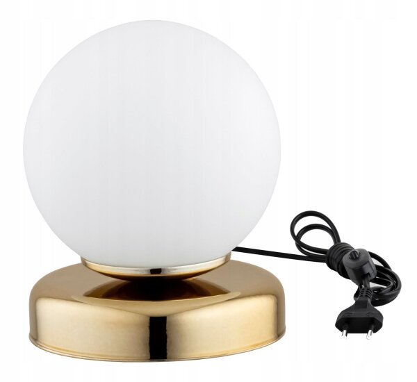 Tischlampe Glas Weiß Gold E27 H:16 cm edel dekorativ