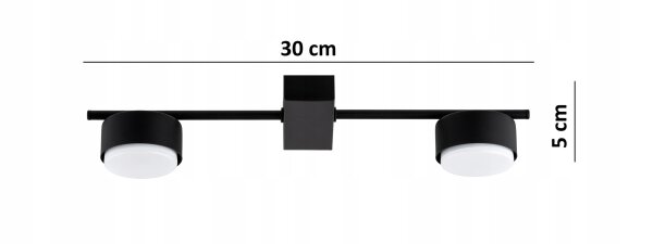 Deckenleuchte 2-flammig Schwarz GX53 L:30 cm Modern