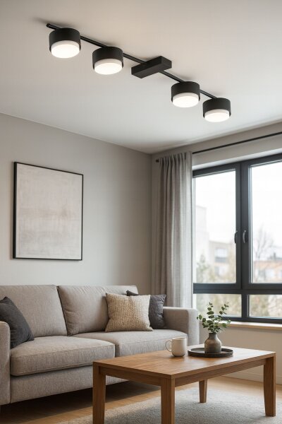 Deckenleuchte 4-flammig Schwarz GX53 L:60 cm Modern