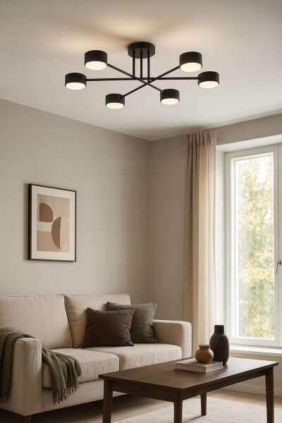 Deckenlampe 6-flammig Schwarz GX53 B:65 cm Modern