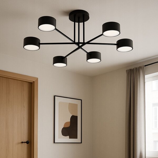 Deckenlampe 6-flammig Schwarz GX53 B:65 cm Modern