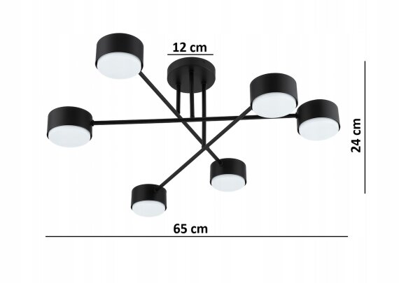 Deckenlampe 6-flammig Schwarz GX53 B:65 cm Modern